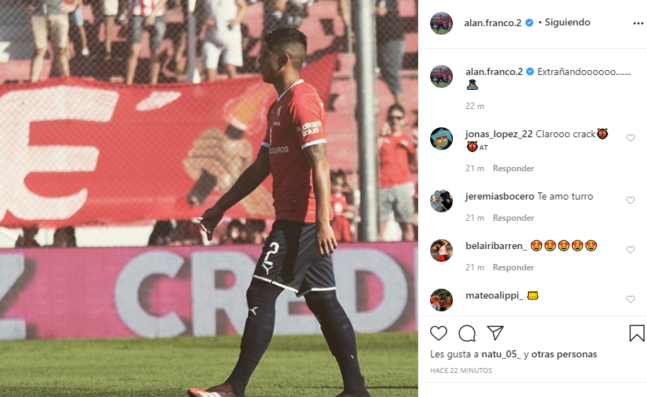 Domingo Blanco y Alan Franco realizaron dos posteos en su cuenta de Instagram