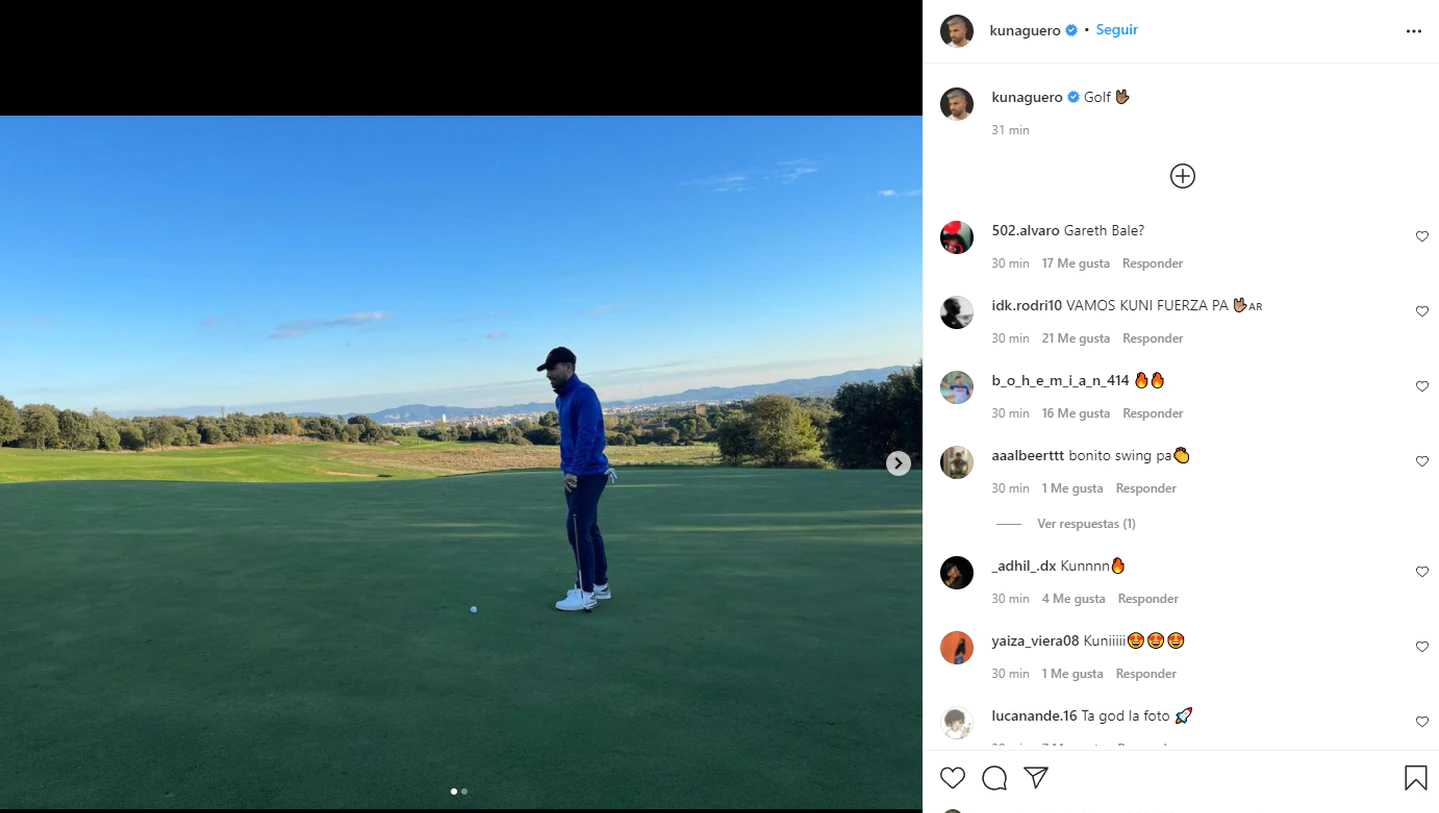 El Kun Aguero publicó una imagen en su cuenta de Instagram en la que se lo ve jugando al gol después de los rumores sobre su posible retiro.