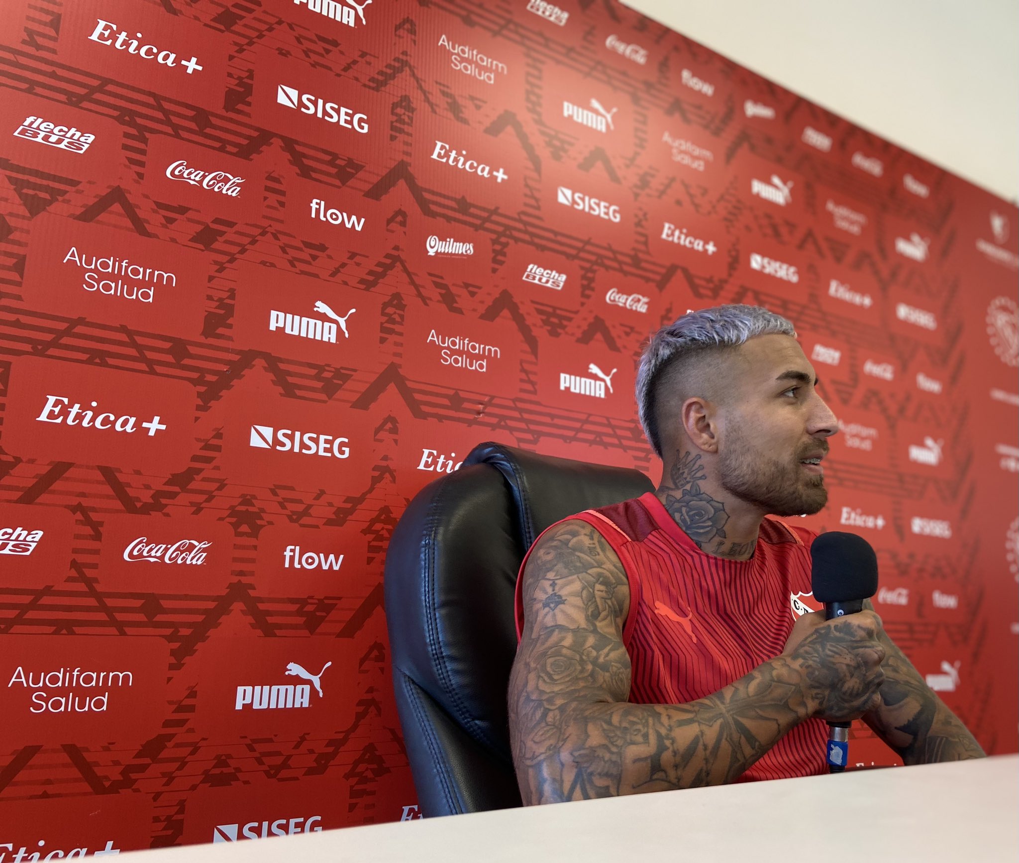 Damián Batallini tuvo su primera conferencia de prensa como jugador de Independiente.