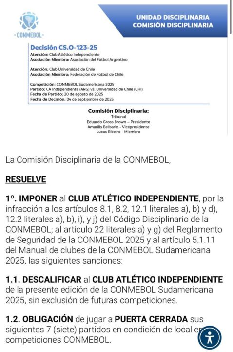El fallo de la CONMEBOL es un escándalo.