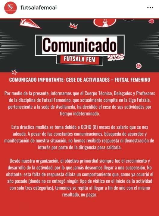 Esta es una parte del comunicado de Independiente.